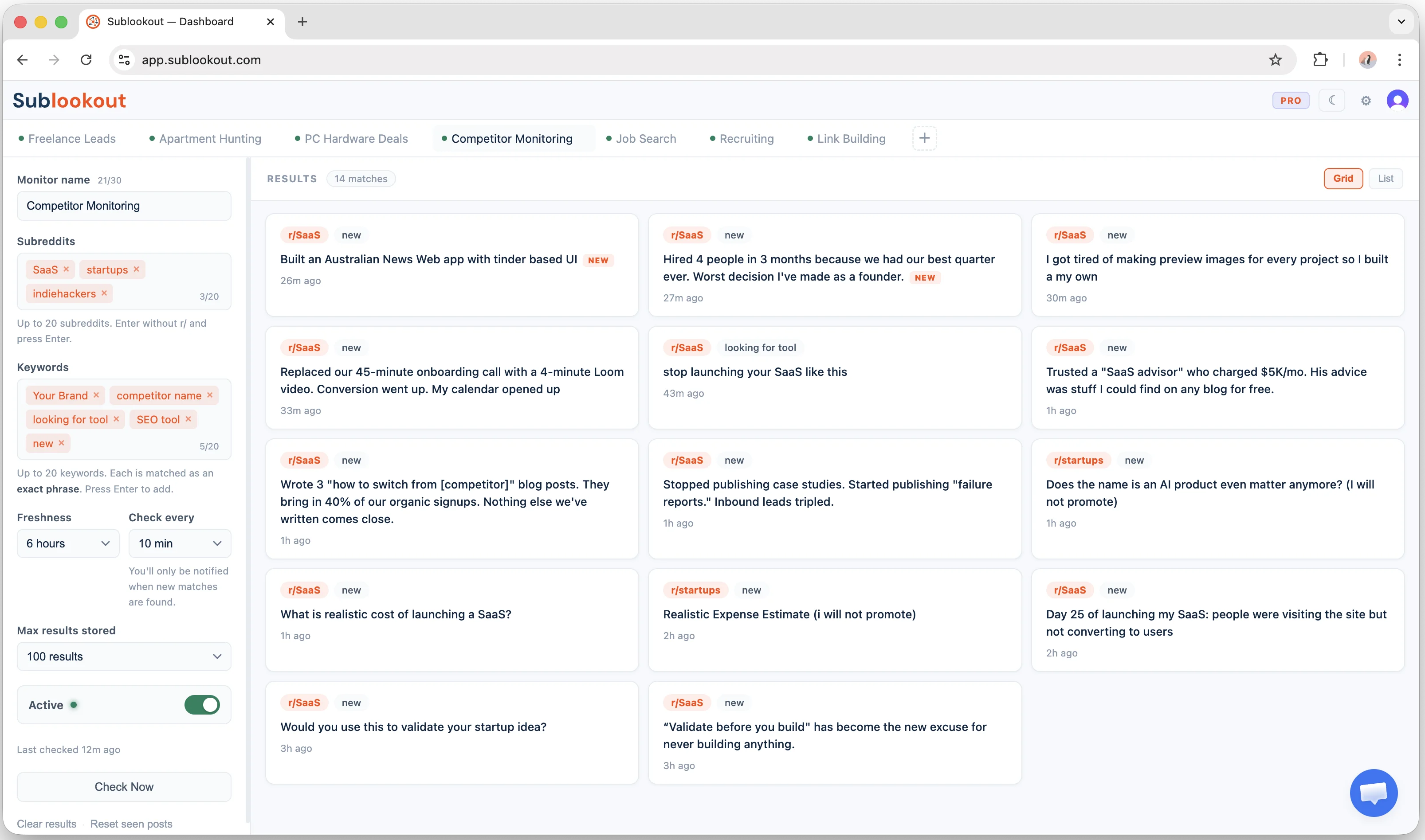 Multiple monitors shown in the tab bar