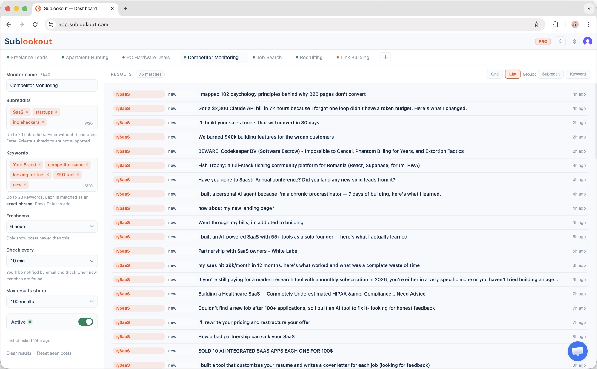 Cloud-monitored Job Search monitor with live results