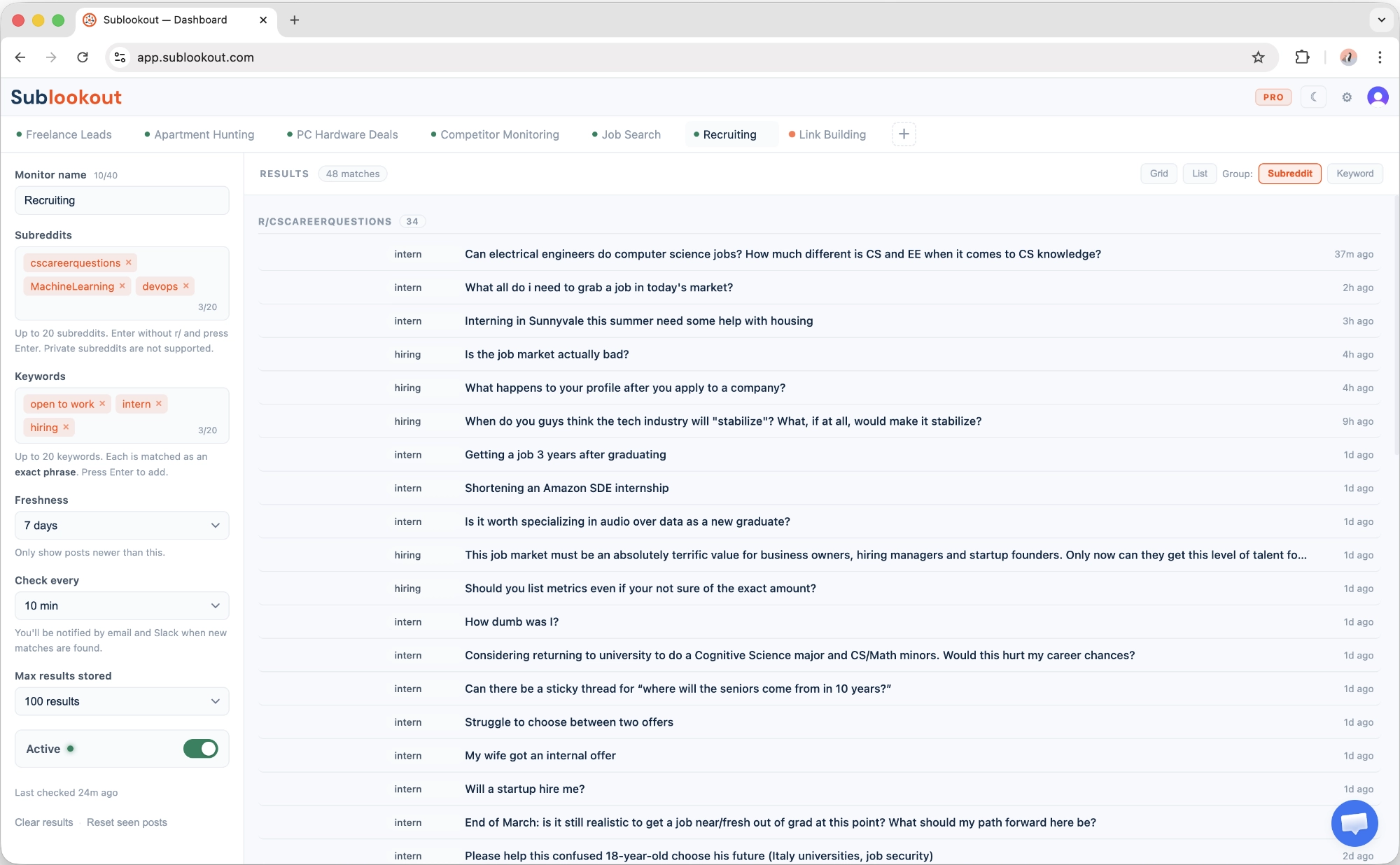 Multiple monitors shown in the tab bar